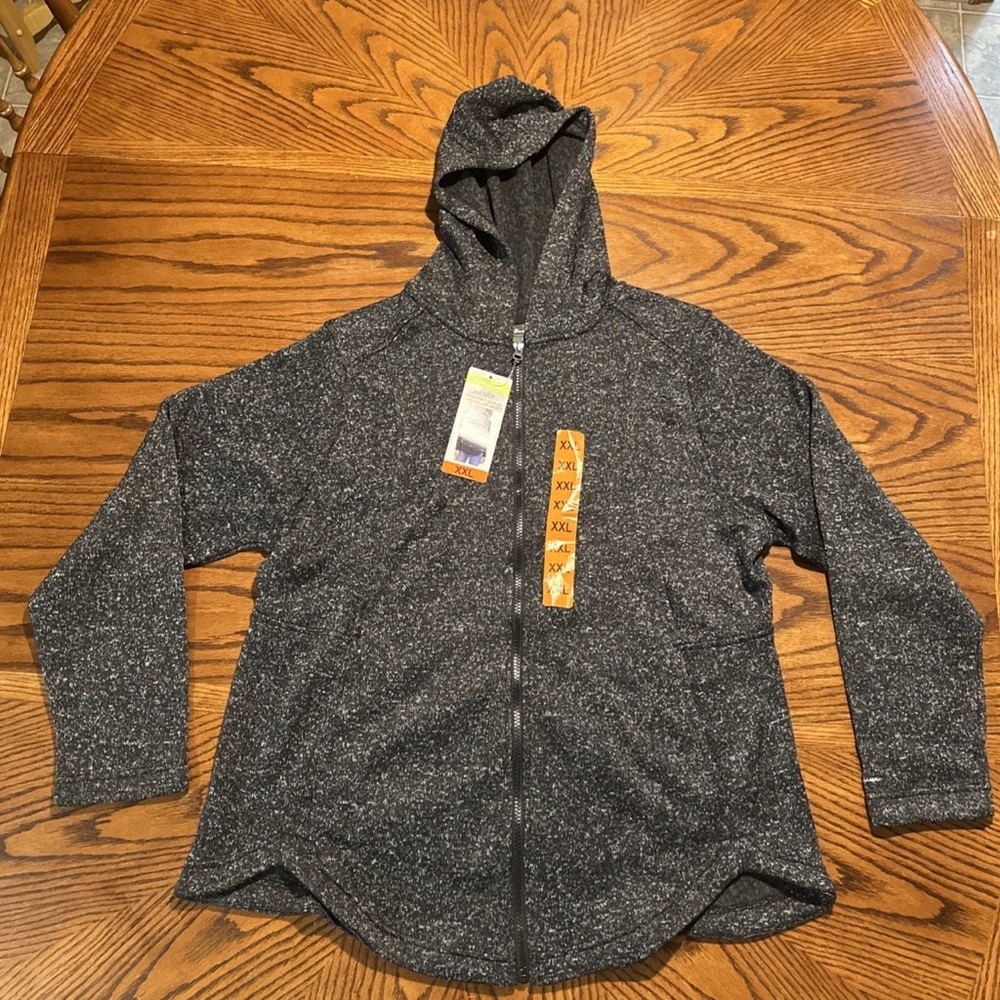 Eddie Bauer Womens  XXL Black Radiator Fleece Full Zip Hooded Jacket NWT
